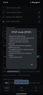 Screenshot of the application ScreenStream - #8
