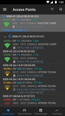 Screenshot of the application WiFi Analyzer (open-source) - #2