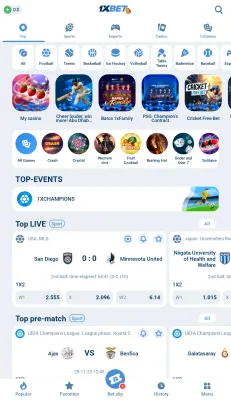 Screenshot of the application 1xbet - #1