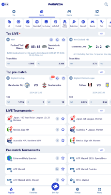 Screenshot of the application Paripesa - #2