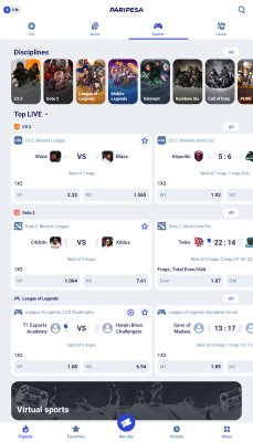 Screenshot of the application Paripesa - #3