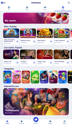 Screenshot of the application Paripesa - #4