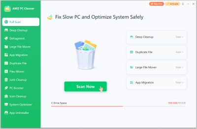 Screenshot of the application AWZ PC Cleaner - #1
