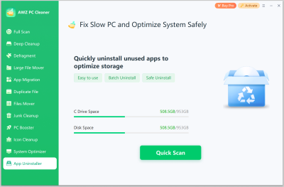 Screenshot of the application AWZ PC Cleaner - #6