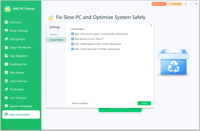 Screenshot of the application AWZ PC Cleaner - #7