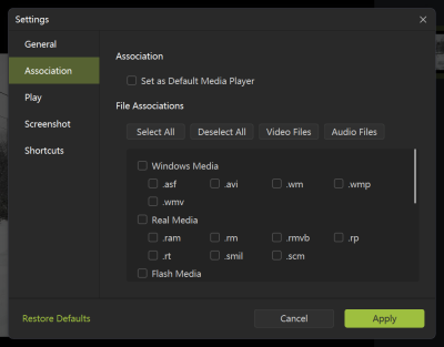 Screenshot of the application AWZ Media Player - #5