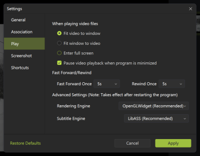 Screenshot of the application AWZ Media Player - #6