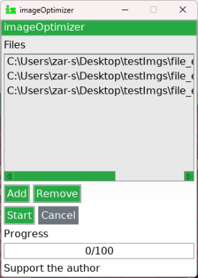 Screenshot of the application imageOptimizer - #1