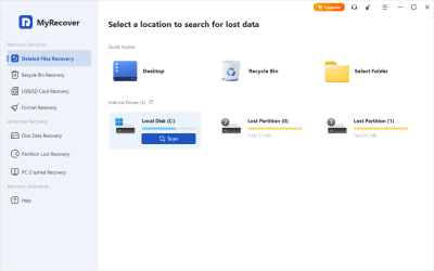 Screenshot of the application MyRecover - #1