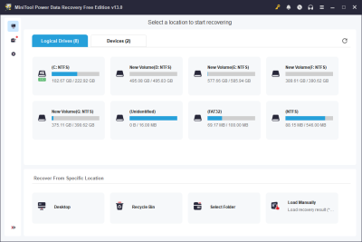 Screenshot of the application MiniTool Power Data Recovery Free Edition - #1