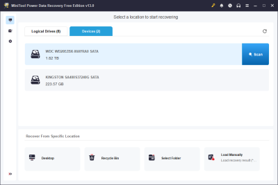 Screenshot of the application MiniTool Power Data Recovery Free Edition - #2