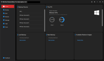 Screenshot of the application MiniTool ShadowMaker Free - #1