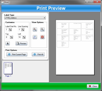 Screenshot of the application SSuite Office - Label Printer - #2