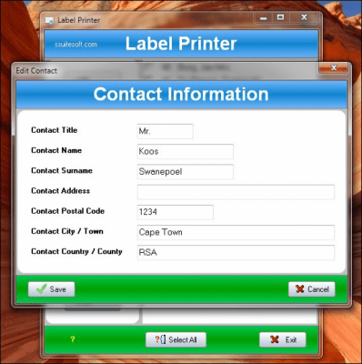 Screenshot of the application SSuite Office - Label Printer - #3