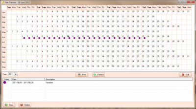 Screenshot of the application Year and Day Planner - #1