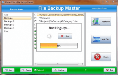 Screenshot of the application SSuite Office - Backup Master - #2