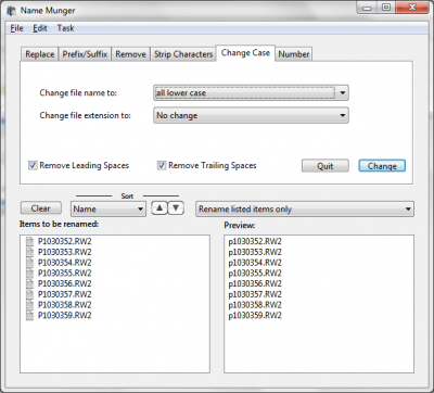 Screenshot of the application Name Munger - #5