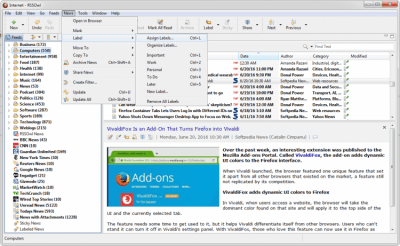 Screenshot of the application RSSOwl - #3