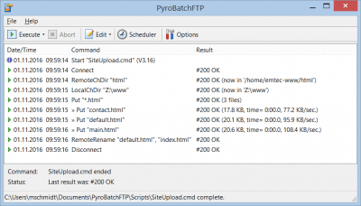 Screenshot of the application PyroBatchFTP - #1