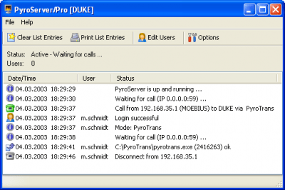 Screenshot of the application PyroTrans - #1