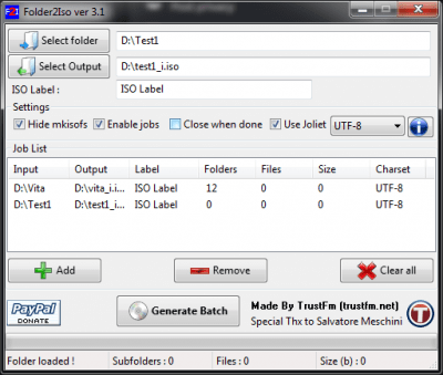 Screenshot of the application Folder2Iso - #3