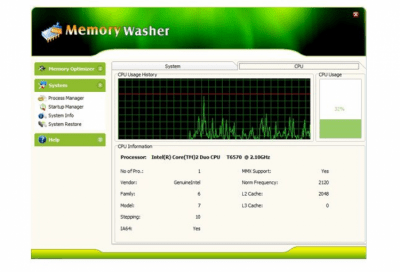 Screenshot of the application Memory Washer - #2