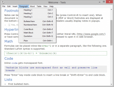 Screenshot of the application Texts - #3