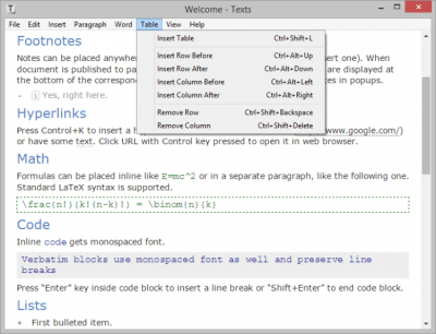 Screenshot of the application Texts - #4