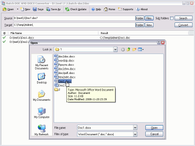 Screenshot of the application Batch DOC and DOCX Converter - #3