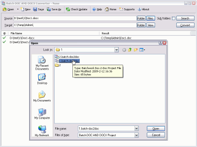 Screenshot of the application Batch DOC and DOCX Converter - #6