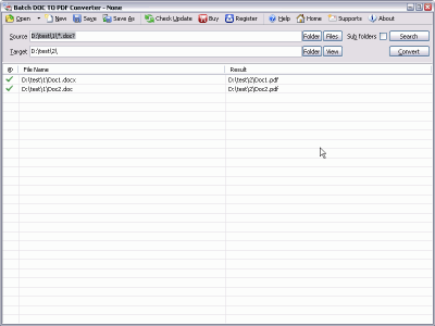 Screenshot of the application Batch Word to PDF Converter - #1