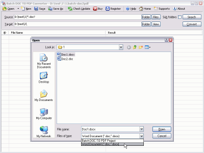 Screenshot of the application Batch Word to PDF Converter - #3