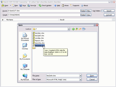 Screenshot of the application Batch CHM to Word Converter - #3