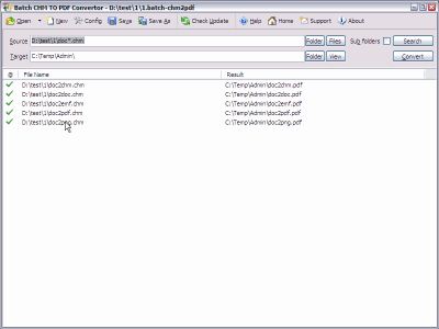 Screenshot of the application Batch CHM to PDF Converter - #1