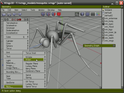Screenshot of the application Wings 3D - #2