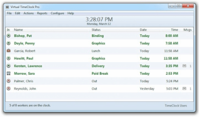 Screenshot of the application Virtual TimeClock Basic - #1