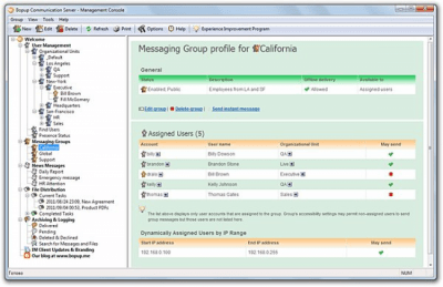 Screenshot of the application Bopup Communication Server - #5