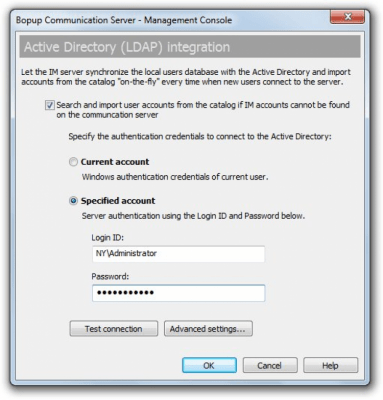 Screenshot of the application Bopup Communication Server - #6