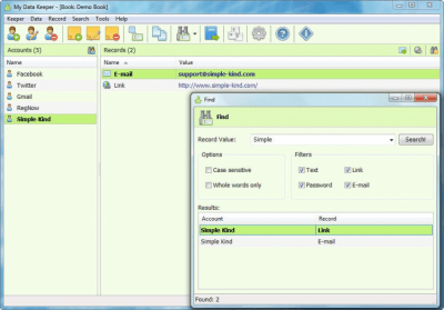Screenshot of the application My Data Keeper - #3