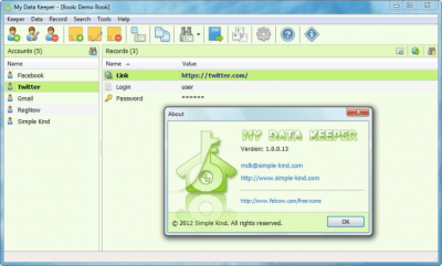 Screenshot of the application My Data Keeper - #4