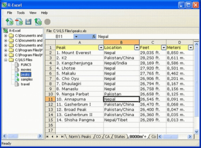 Screenshot of the application R-Excel - #1