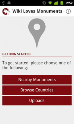 Screenshot of the application Wiki Loves Monuments - #1