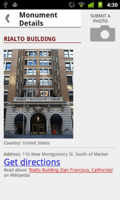 Screenshot of the application Wiki Loves Monuments - #4