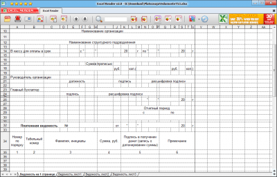 Screenshot of the application Excel Reader - #2