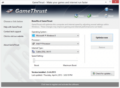 Screenshot of the application GameThrust - #1