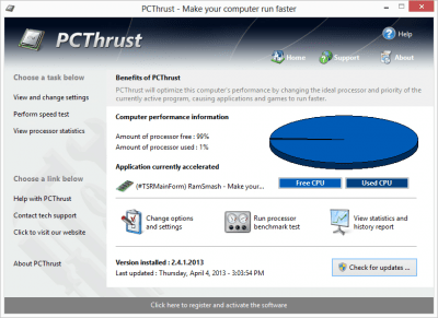 Screenshot of the application PCThrust - #1