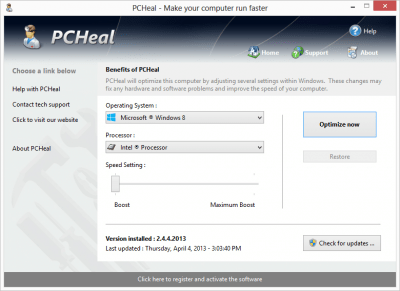 Screenshot of the application PCHeal - #1