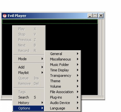 Screenshot of the application Evil Player - #1