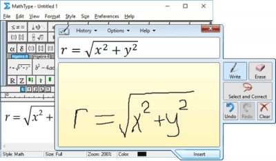 Screenshot of the application MathType - #1