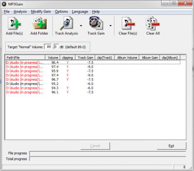 Screenshot of the application MP3Gain - #1